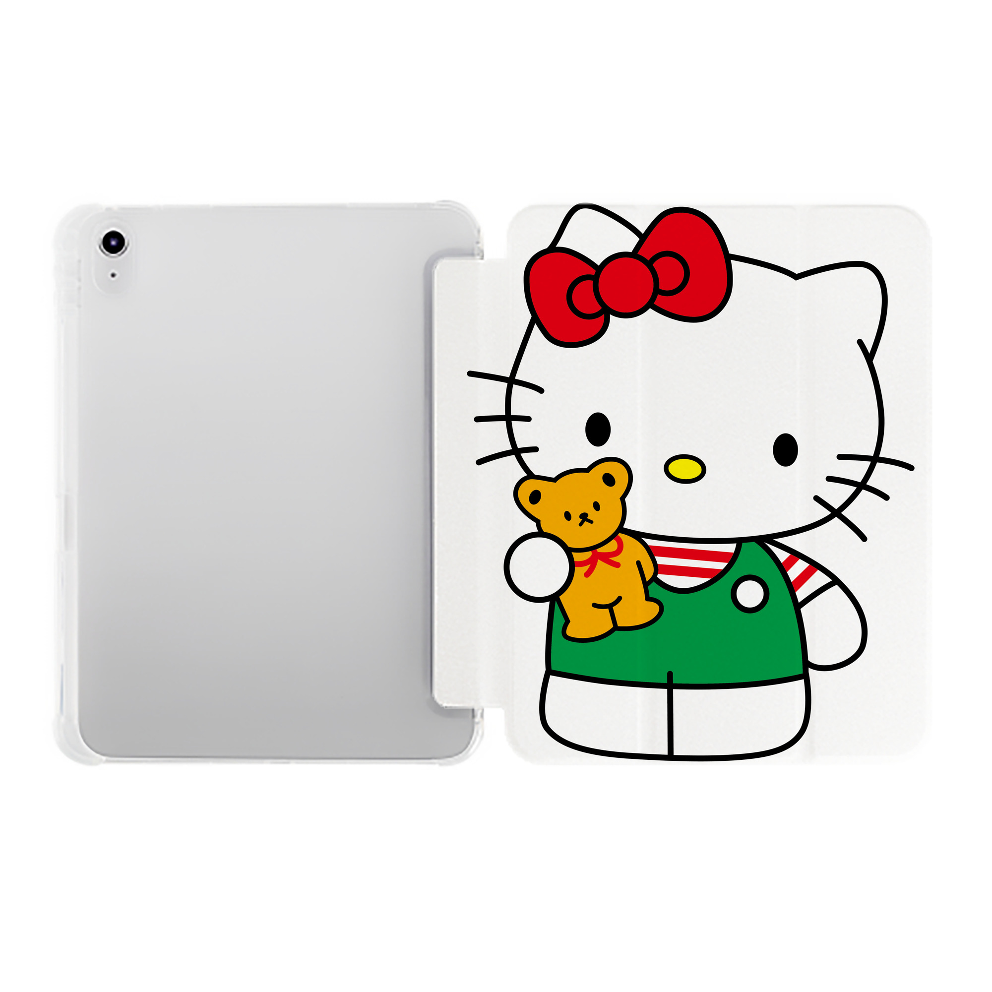 （画像用） Hello Kitty ハローキティ IPad ケース ペン収納付き 三つ折りスタンド PUレザー×シリコン 対応機種9.5/10.5/10.9インチ